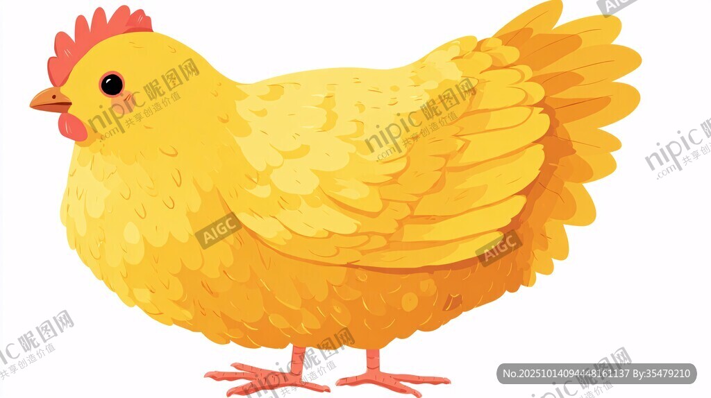 黄色可爱母鸡插画形象