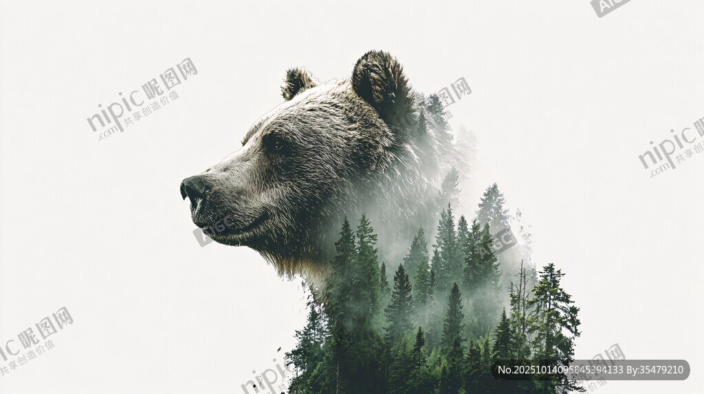 熊与森林的梦幻融合