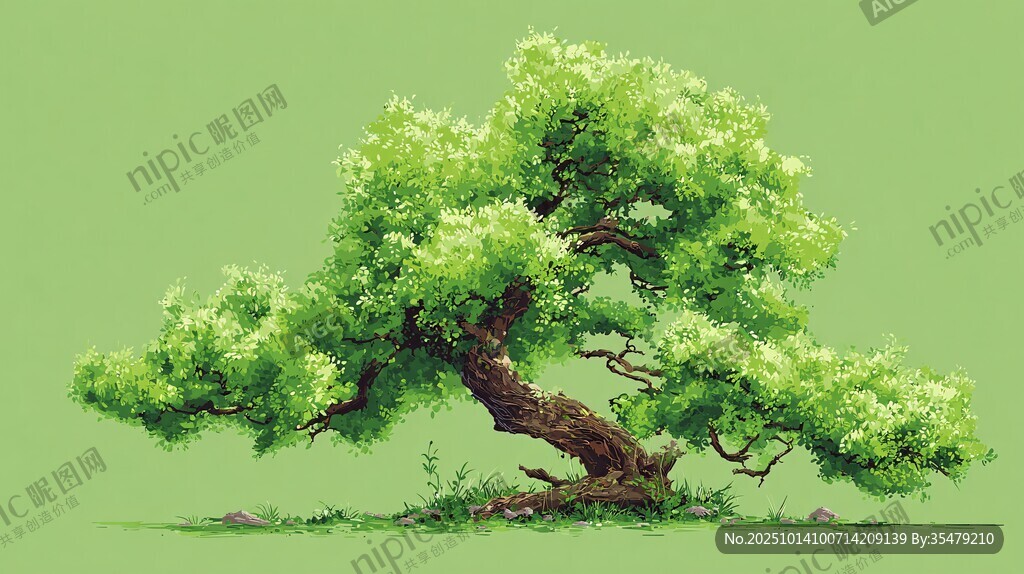 苍劲翠绿盆景树