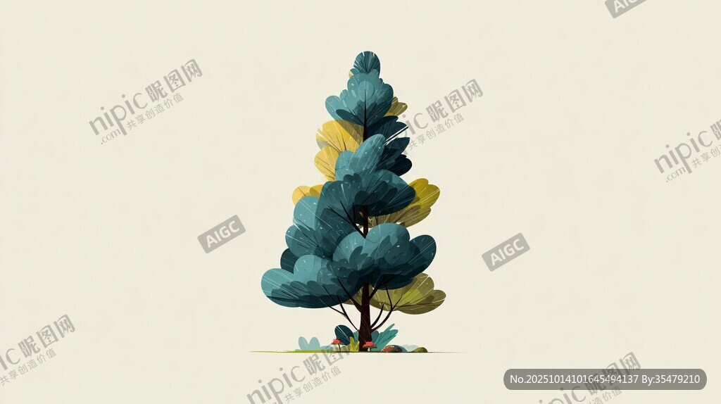 简约风单棵树木插画