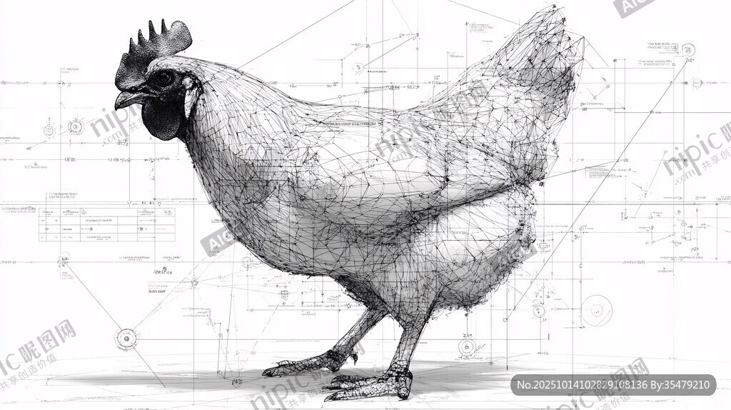 机械风格母鸡工程图纸图