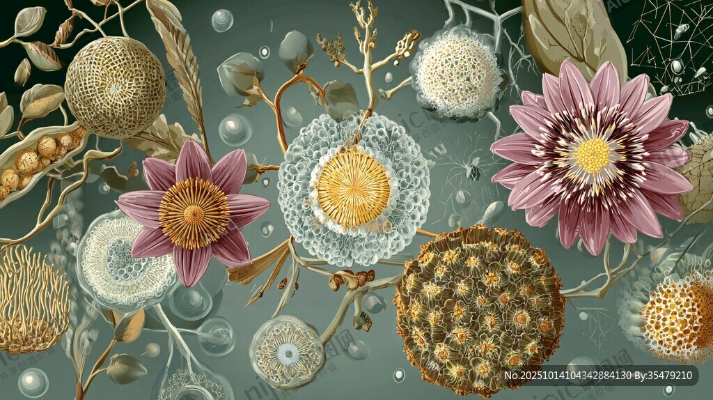 微观世界的奇妙花卉与生物