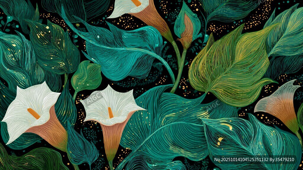 梦幻海芋绿植插画