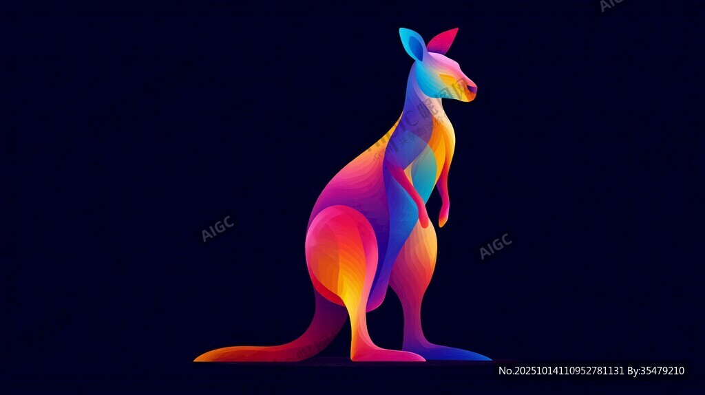 炫彩袋鼠插画
