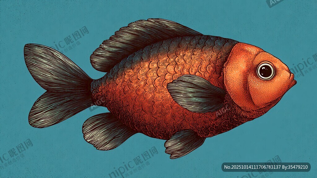 橙黑相间金鱼插画