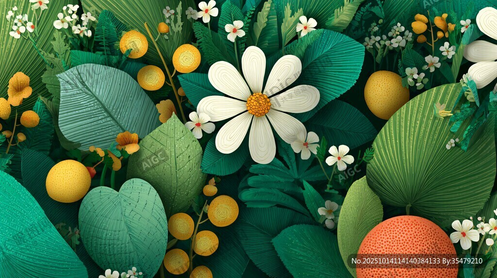 清新绿植花卉梦幻场景