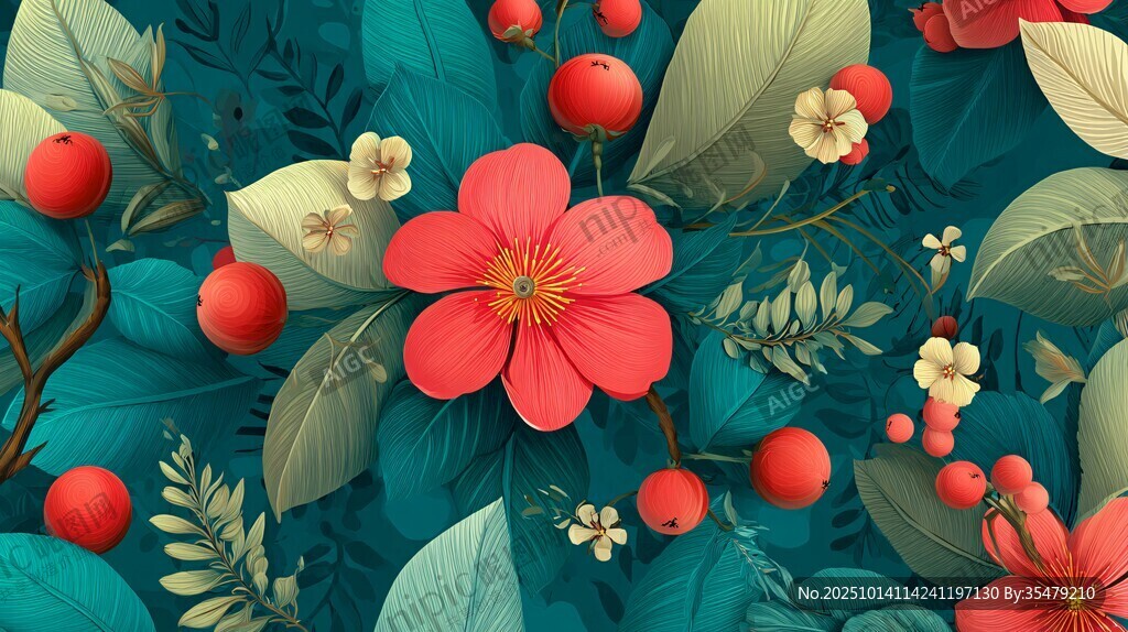 繁花绿叶间的缤纷景致