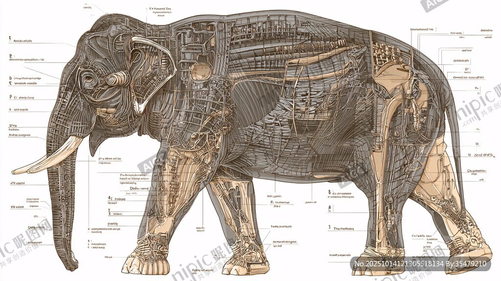 大象解剖结构示意图
