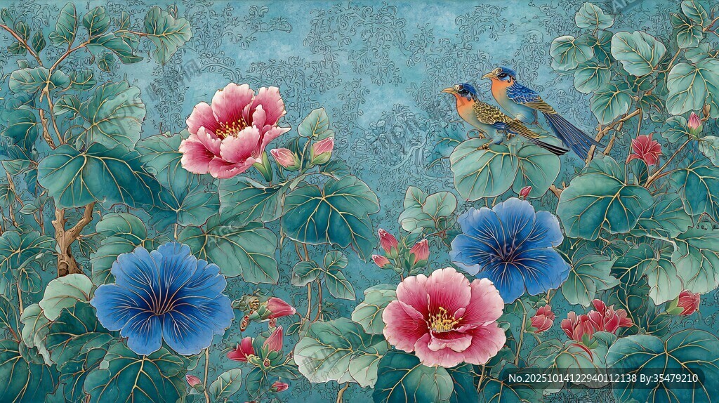 花鸟绘景图 雅致中式风情