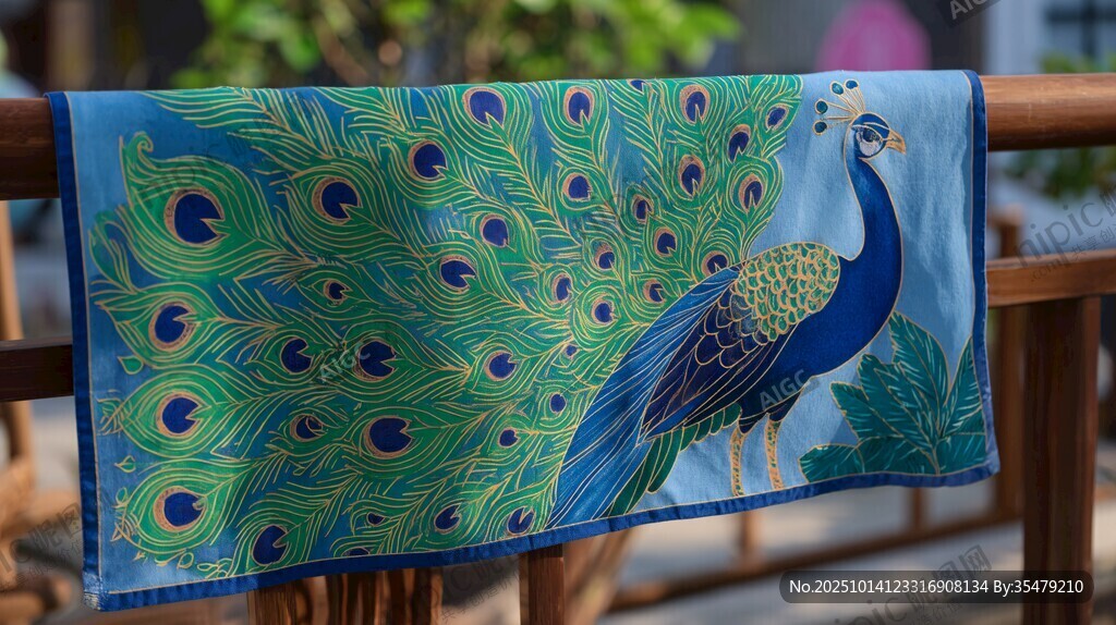 孔雀图案精美装饰毛巾