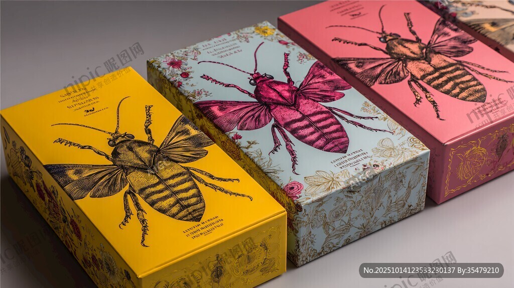 多彩蜜蜂图案精美包装盒