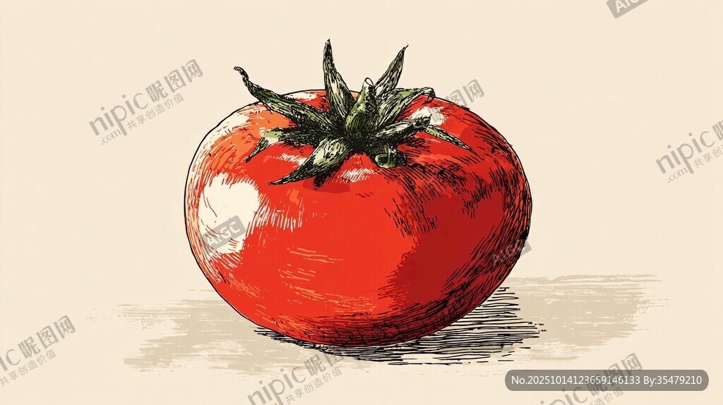 手绘鲜红番茄插画