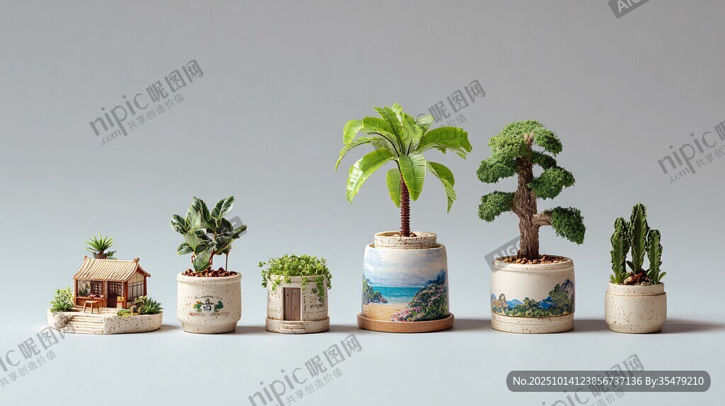 迷你盆栽组合 展现微观绿意