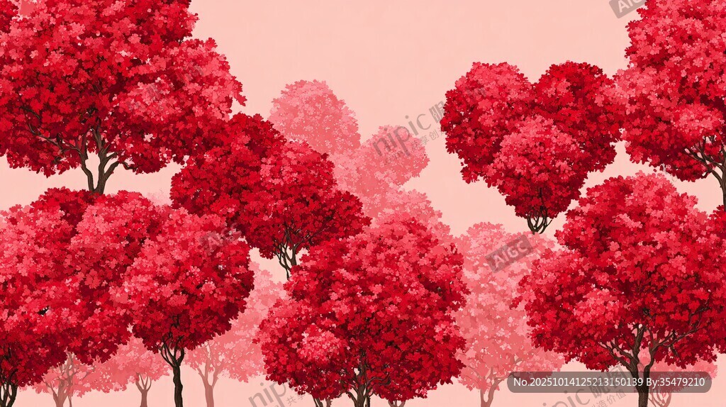 梦幻绯红树林风景图