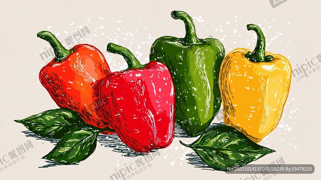 彩椒插画 色彩鲜艳的蔬菜
