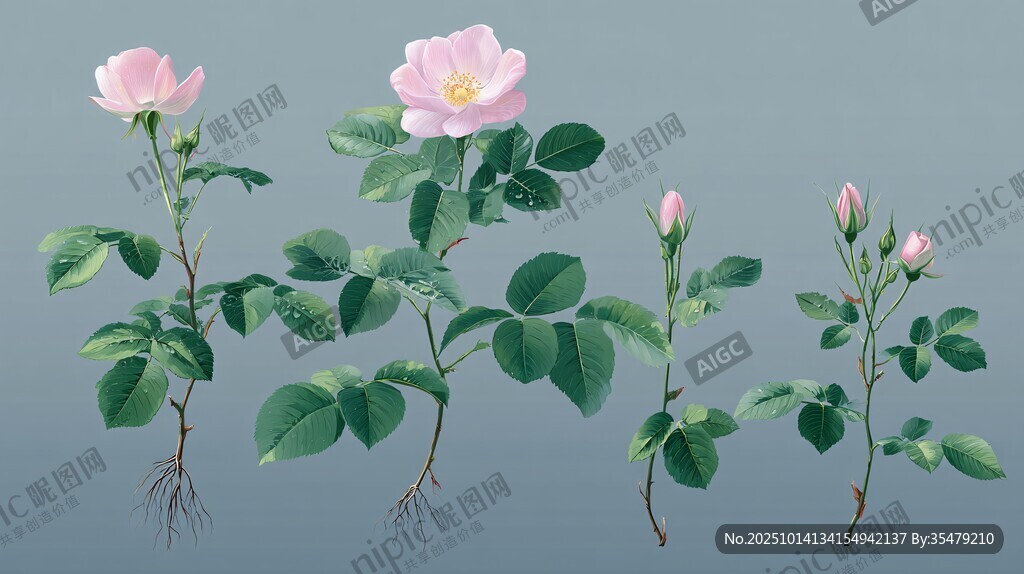 蔷薇花植株生长阶段展示