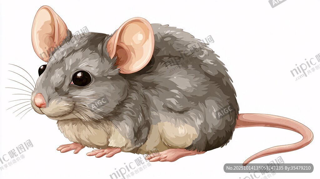 可爱小灰鼠插画形象