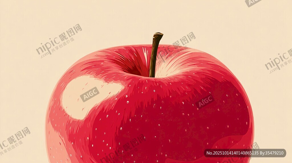 鲜红诱人的单个苹果