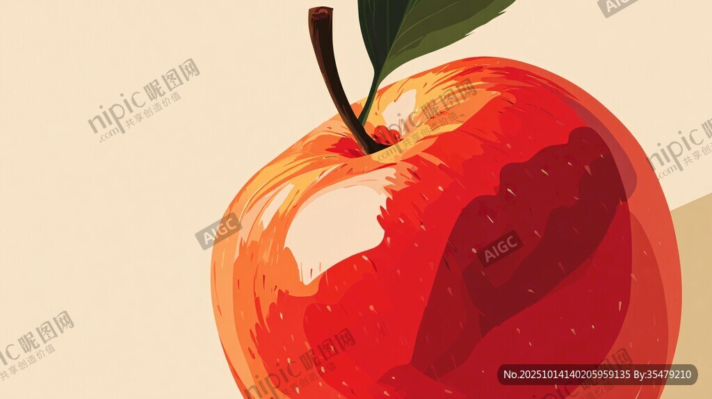 红苹果插画 清新简约风格