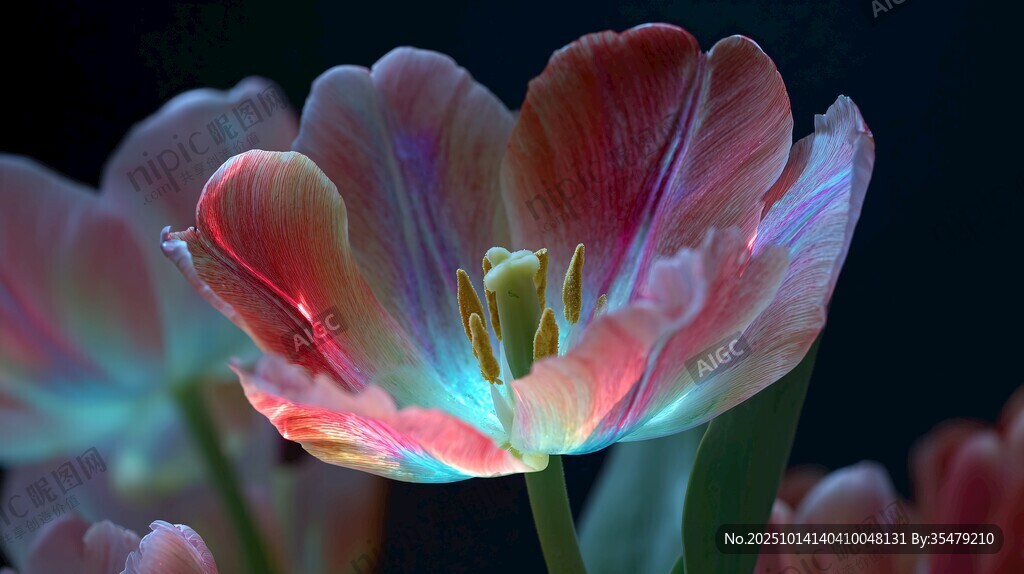 梦幻炫彩郁金香花朵绽放