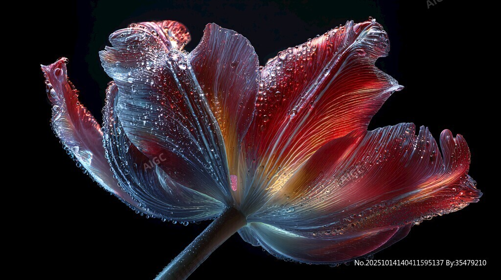 带露红郁金香绝美特写