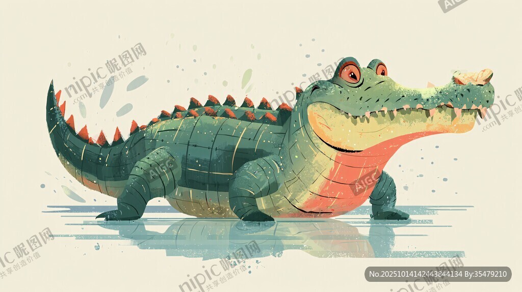 可爱卡通鳄鱼插画形象