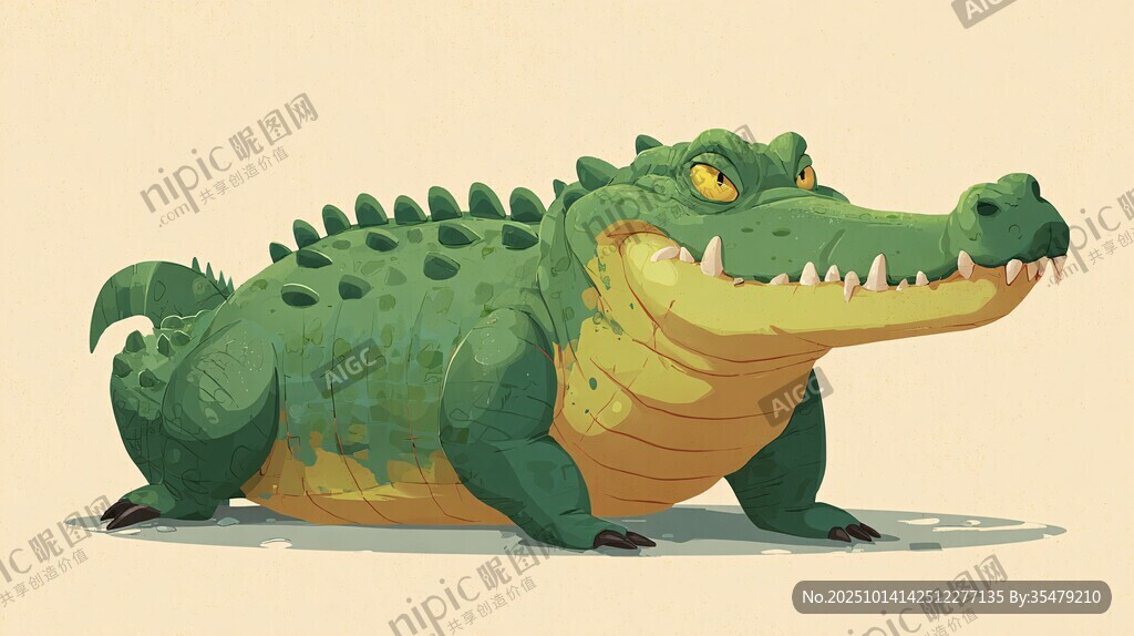 卡通鳄鱼形象插画