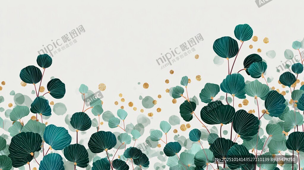 清新绿植装饰画背景图案