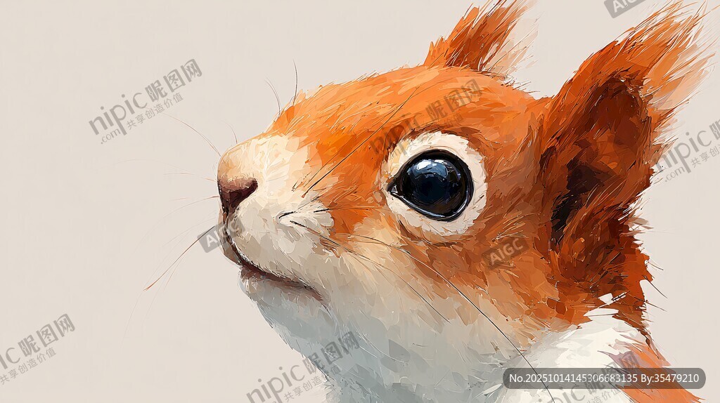 油画风松鼠特写