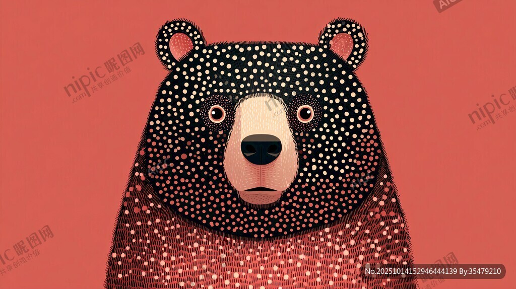 波点黑熊插画