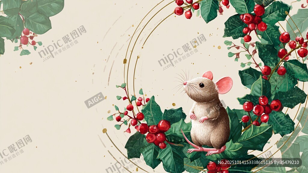 鼠栖浆果环绕的植物间