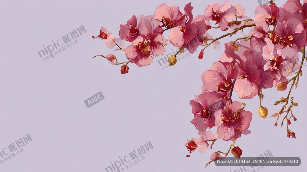 粉色兰花枝 淡雅花卉景