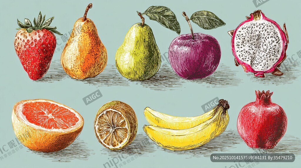 缤纷水果插画集合
