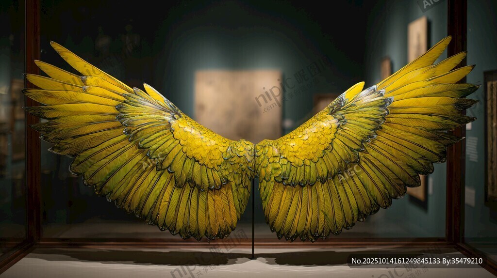金黄羽翼艺术展品展示