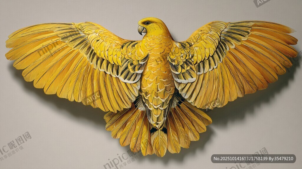 金黄展翅雄鹰木雕艺术品