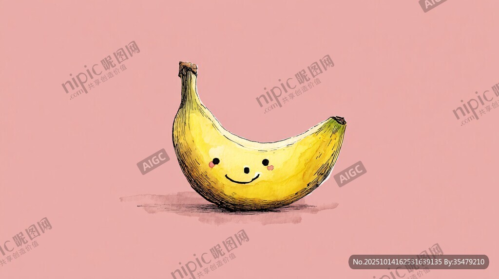微笑的卡通香蕉插画