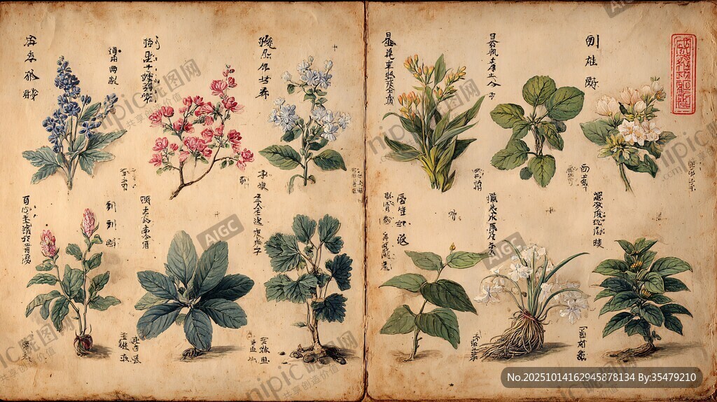 古籍中的精美花卉植物图