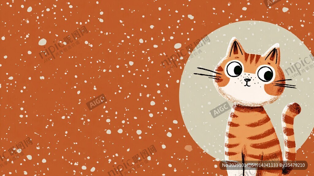 可爱橘猫插画 冬日氛围