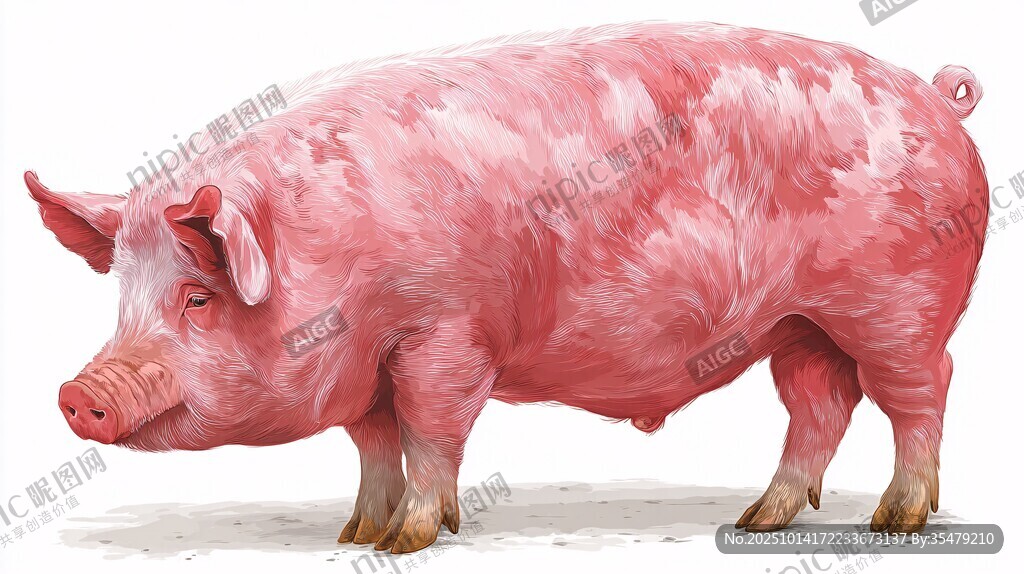 粉色肥猪插画