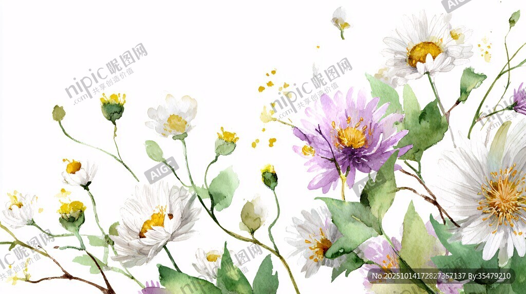 水彩花卉 清新烂漫的绽放