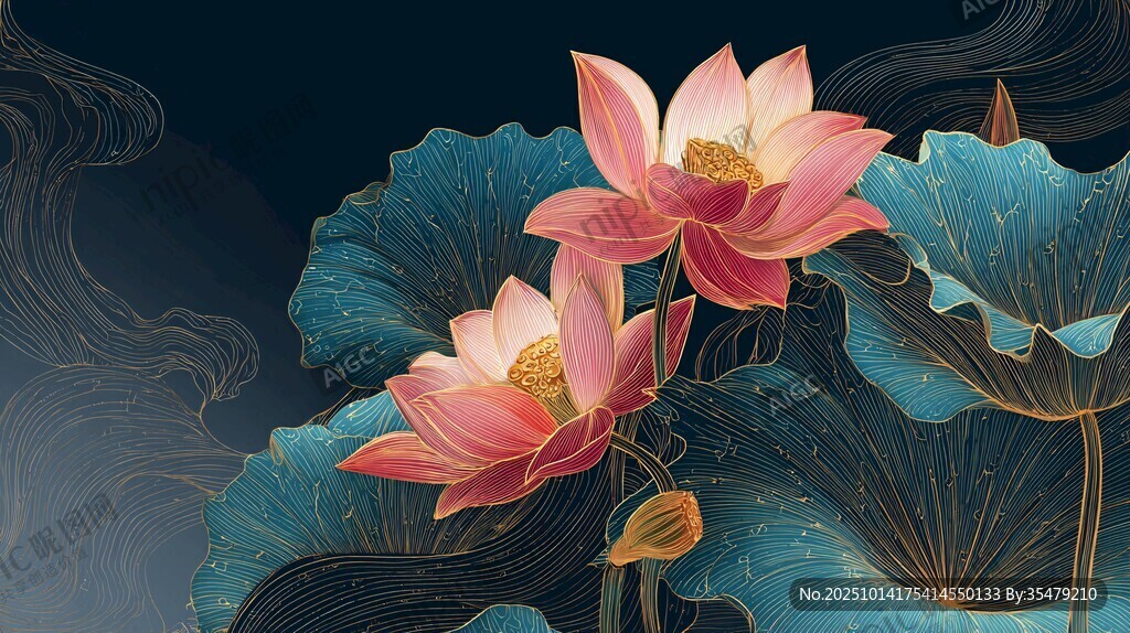 水墨荷花图