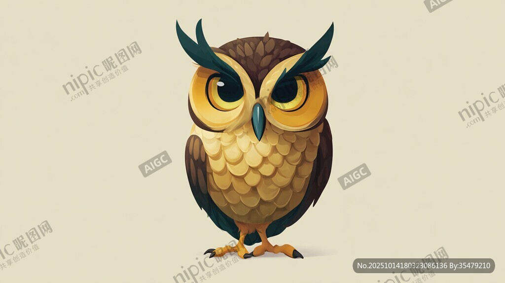 可爱卡通猫头鹰插画形象