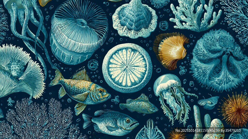 海底生物奇幻图案世界