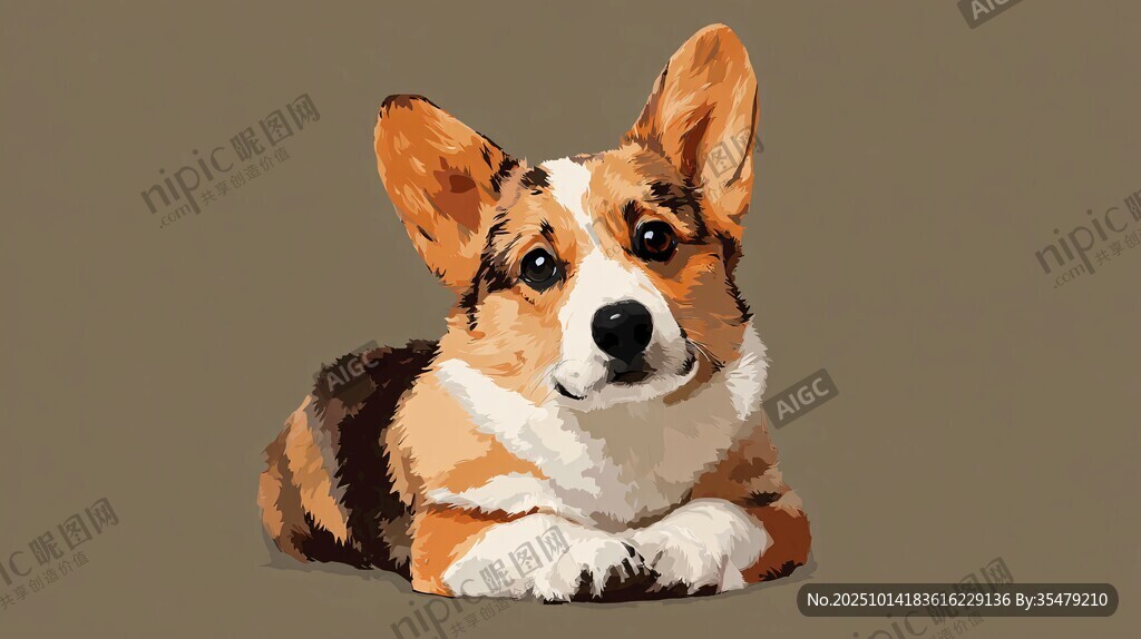 可爱趴卧三色柯基犬