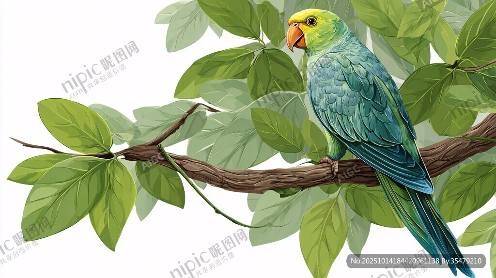 枝头绿羽鹦鹉