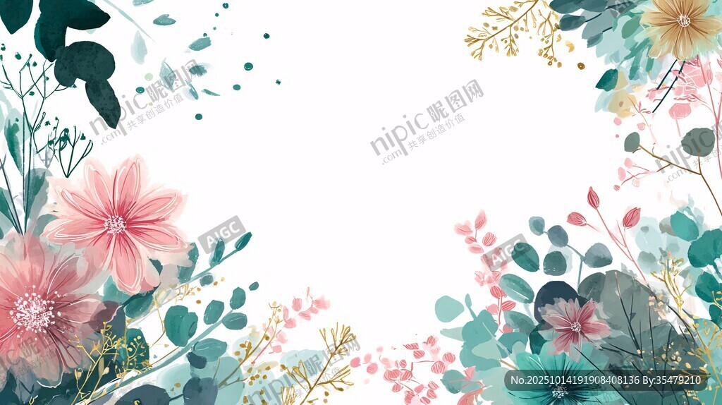 清新花卉边框背景图