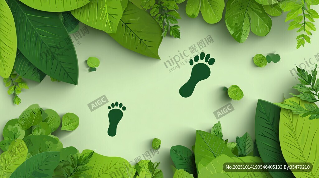绿叶间的可爱小脚印