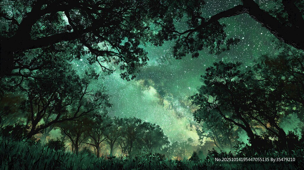 梦幻森林中的璀璨星空