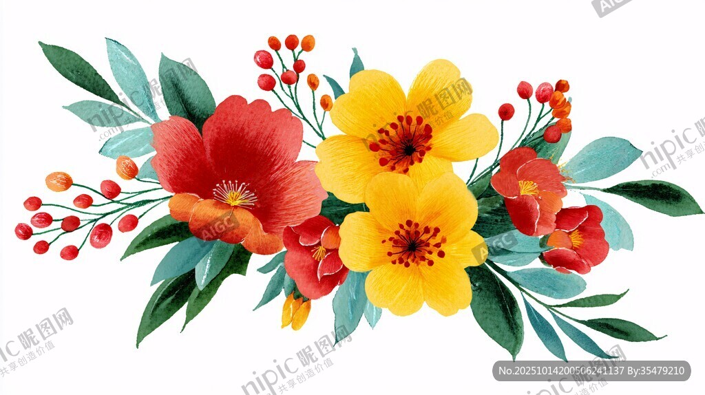 多彩花卉插画