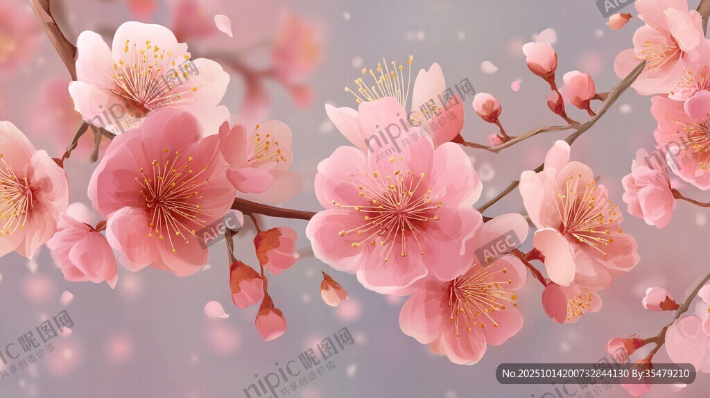 粉色烂漫樱花枝